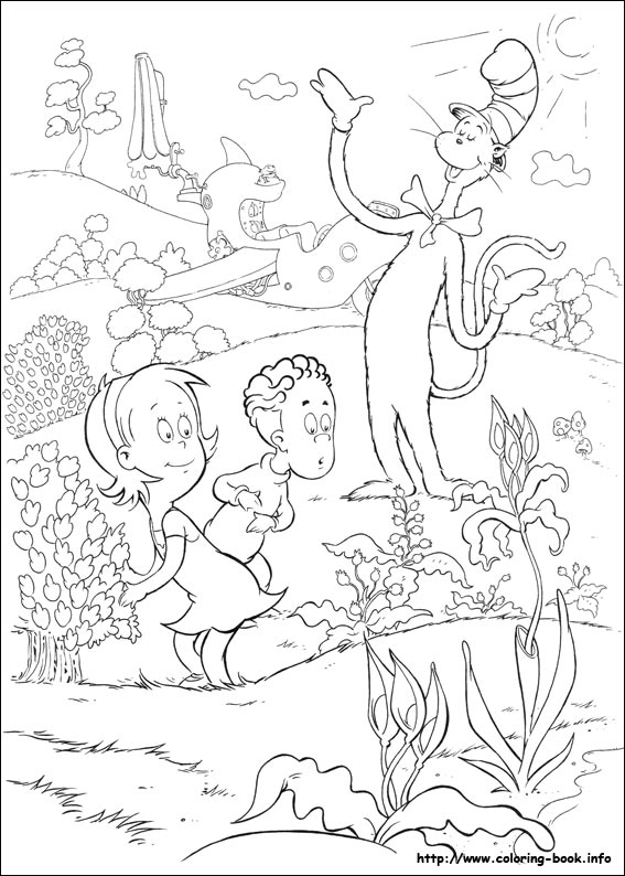 Plansa de colorat cu Cat in the hat 40 39